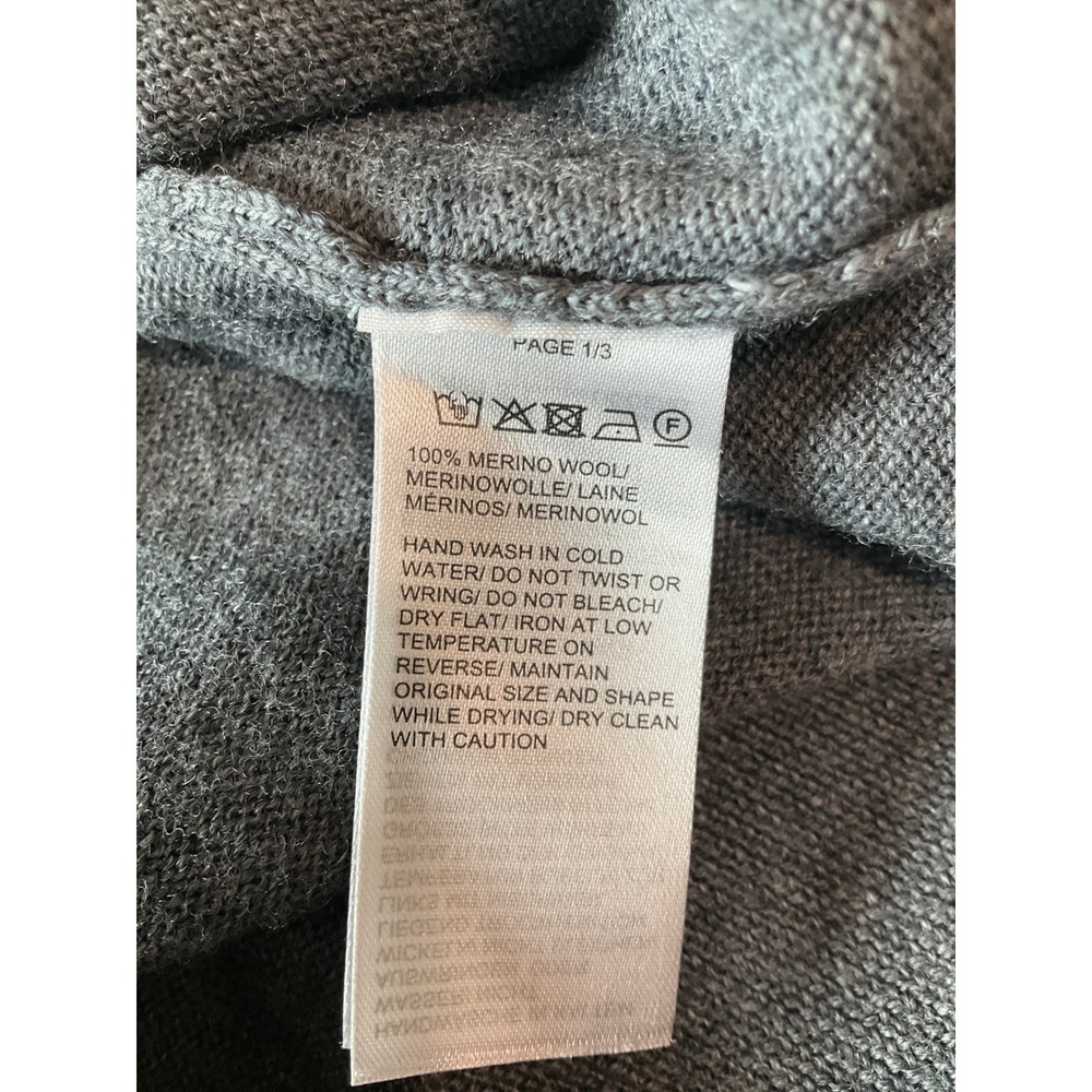 Black Brown 1826 Sweater 100% Extra Fine Merino Wool Grey Pullover V-Neck L - Picture 6 of 6